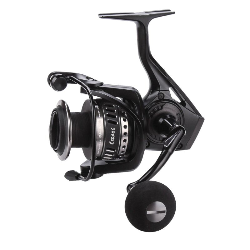 OKUMA Cedros Spin 5000H HS fishing reel with sleek black design, ergonomic handle, and durable construction for saltwater fishing.
