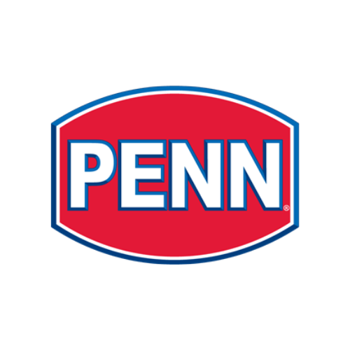 Penn logo featuring bold white text outlined in blue on a red shield background, representing a trusted American brand renowned for durable fishing reels, rods, and saltwater angling gear