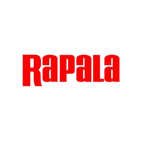 Rapala logo in bold red font with a clean, minimalist design, emphasizing the brand's iconic presence in the fishing industry