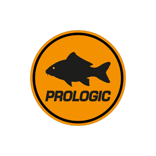 Prologic logo featuring a black silhouette of a fish with bold black text inside an orange circular emblem, symbolizing a brand specializing in high-quality carp fishing tackle and accessories