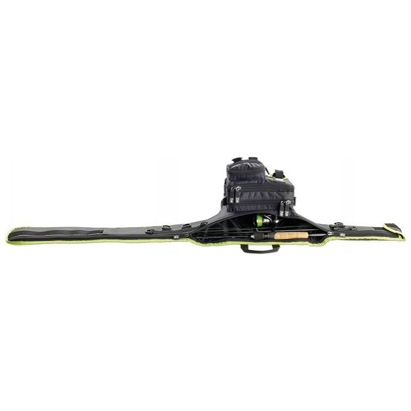 DAIWA Prorex Converter Stalker Ruten- & Hüfttasche 3m 157cm with black and green design, featuring compartments for rods and accessories, ideal for fishing enthusiasts.