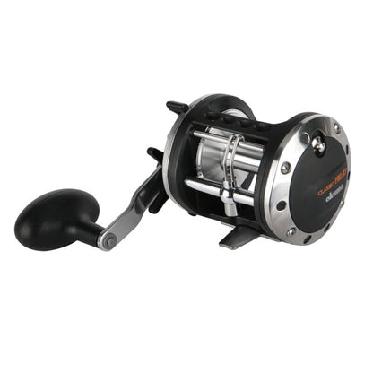 OKUMA Classic Pro XP Trolling 302C RH fishing reel with ergonomic handle, durable black and silver design, and precision components for trolling.